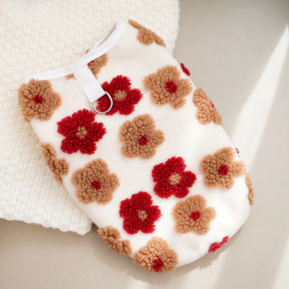 Pet Floral Vest Set Plush 3D Design