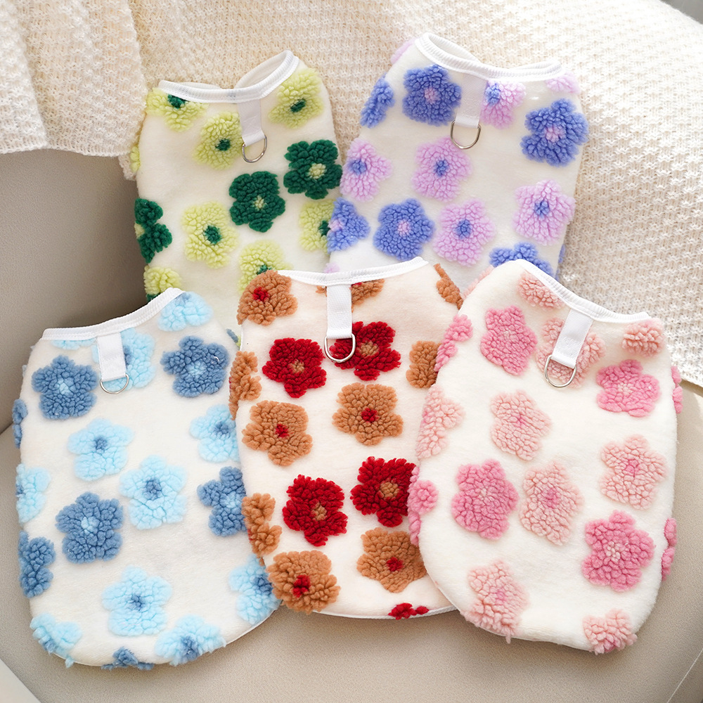Pet Floral Vest Set Plush 3D Design