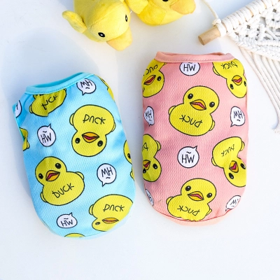Pet Duck Print Vest Set Mesh Design 01