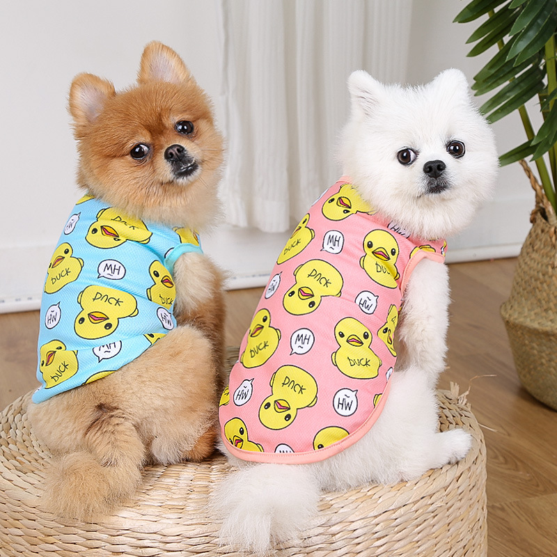 Pet Duck Print Vest Set Mesh Design