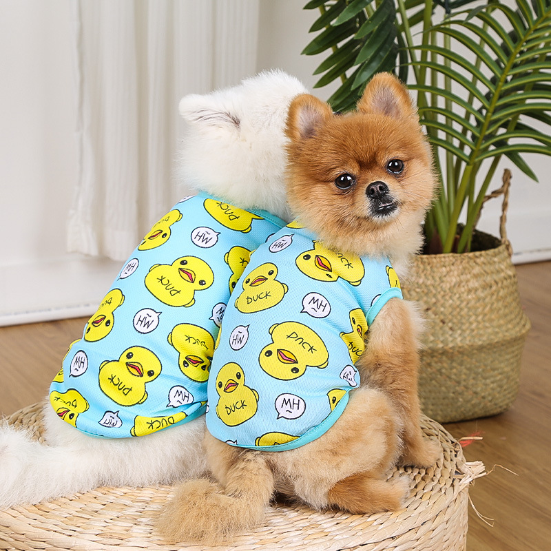 Pet Duck Print Vest Set Mesh Design