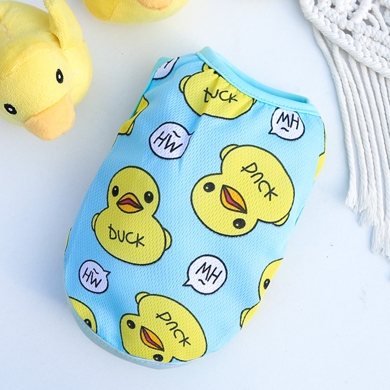 Pet Duck Print Vest Set Mesh Design