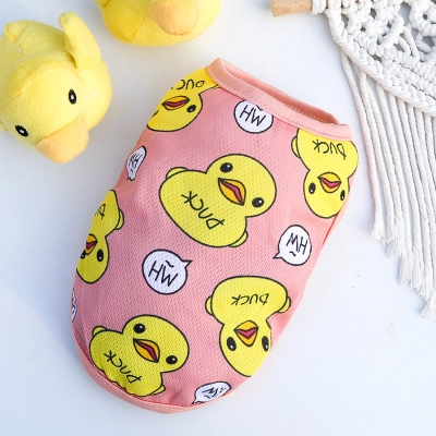 Pet Duck Print Vest Set Mesh Design 02
