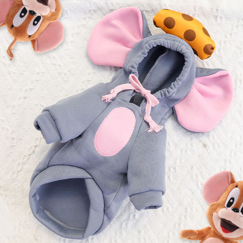 Pet Mouse Hoodie Set Cheese Accent Design