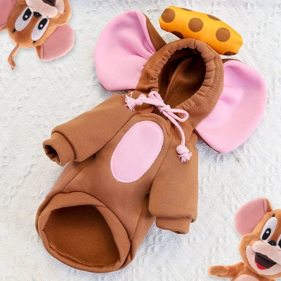 Pet Mouse Hoodie Set Cheese Accent Design 02