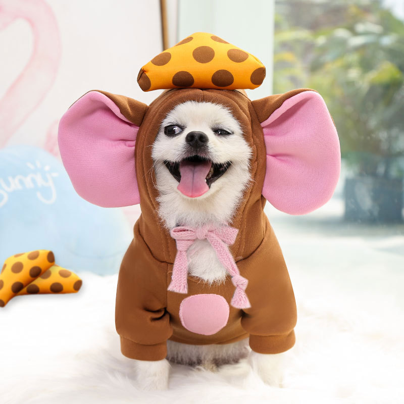 Pet Mouse Hoodie Set Cheese Accent Design