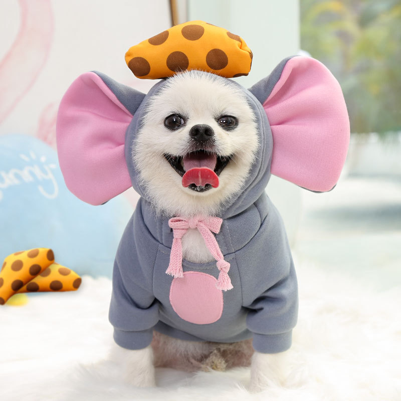 Pet Mouse Hoodie Set Cheese Accent Design