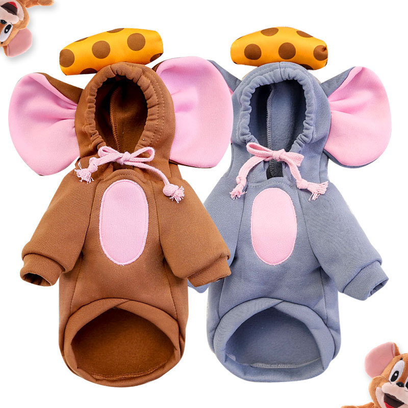 Pet Mouse Hoodie Set Cheese Accent Design