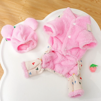 Pet Overalls Set Floral Strawberry Decoration 02