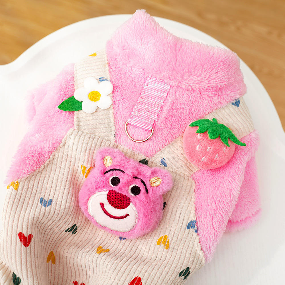Pet Overalls Set Floral Strawberry Decoration