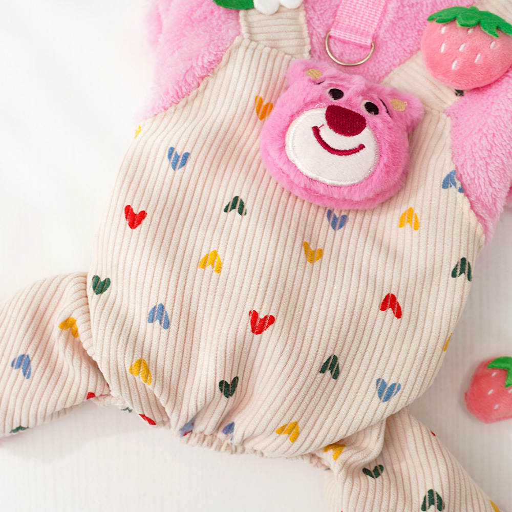 Pet Overalls Set Floral Strawberry Decoration