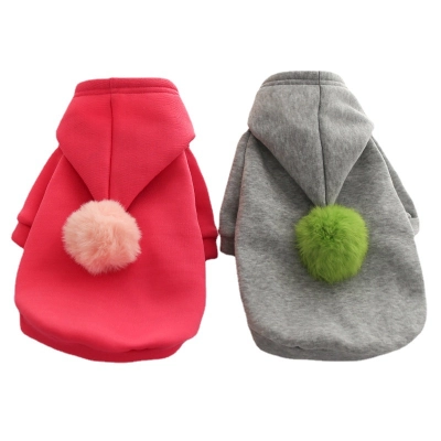 Pet Hoodie Set Plush Ball Design 01