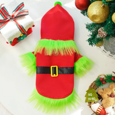 Pet Christmas Costume Set Festive Hood Design 01