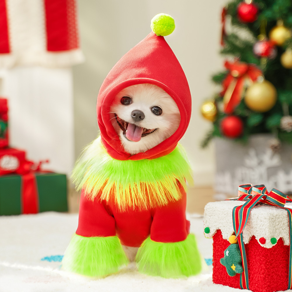 Pet Christmas Costume Set Festive Hood Design