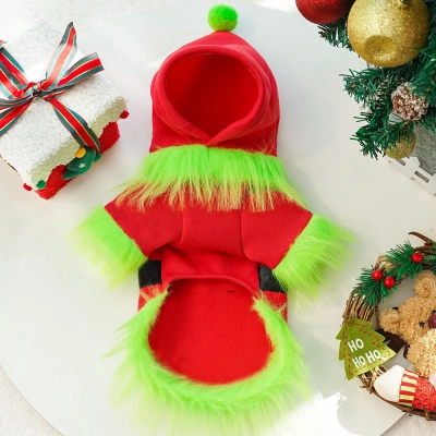 Pet Christmas Costume Set Festive Hood Design 02