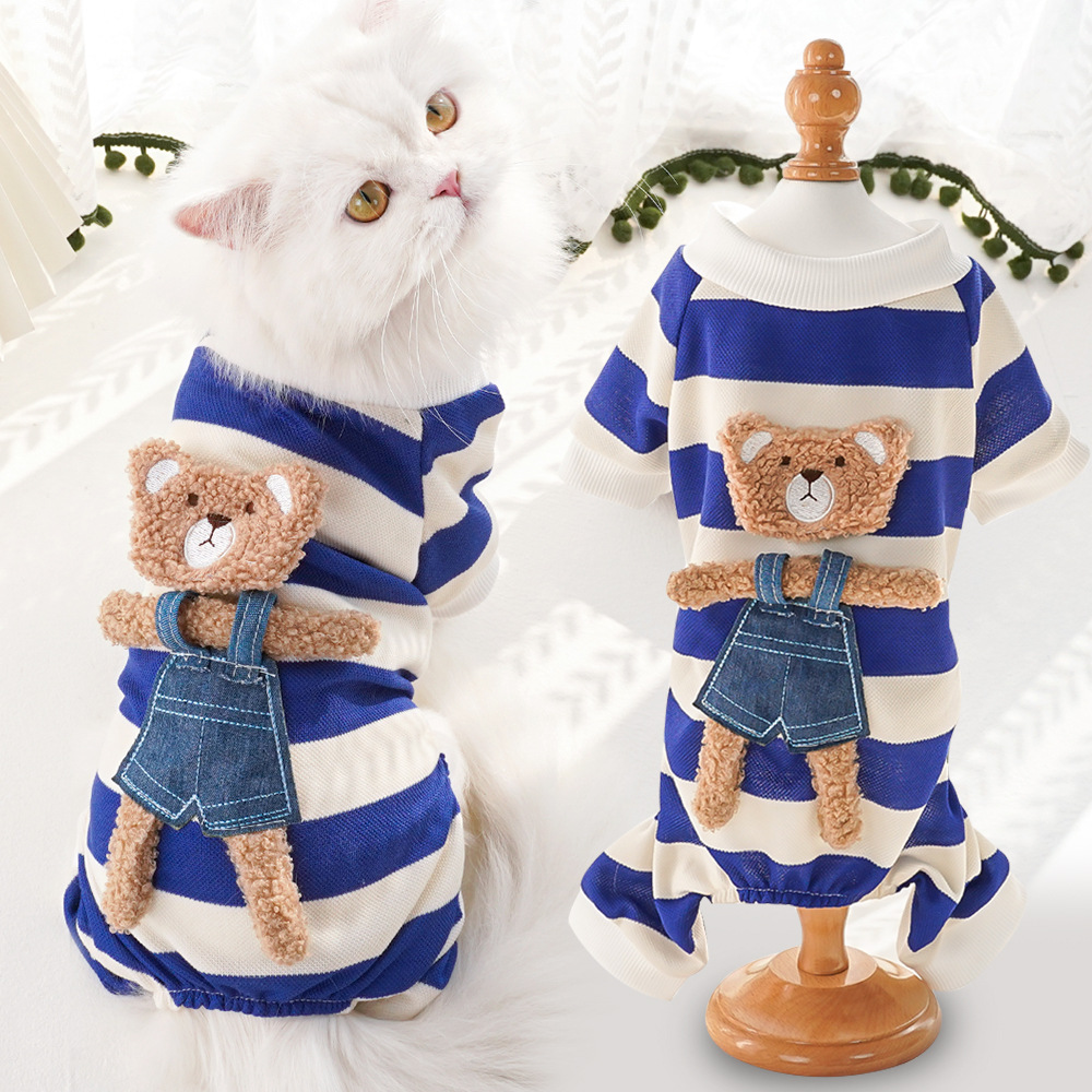 Pet Bear Outfit Striped Pattern Design