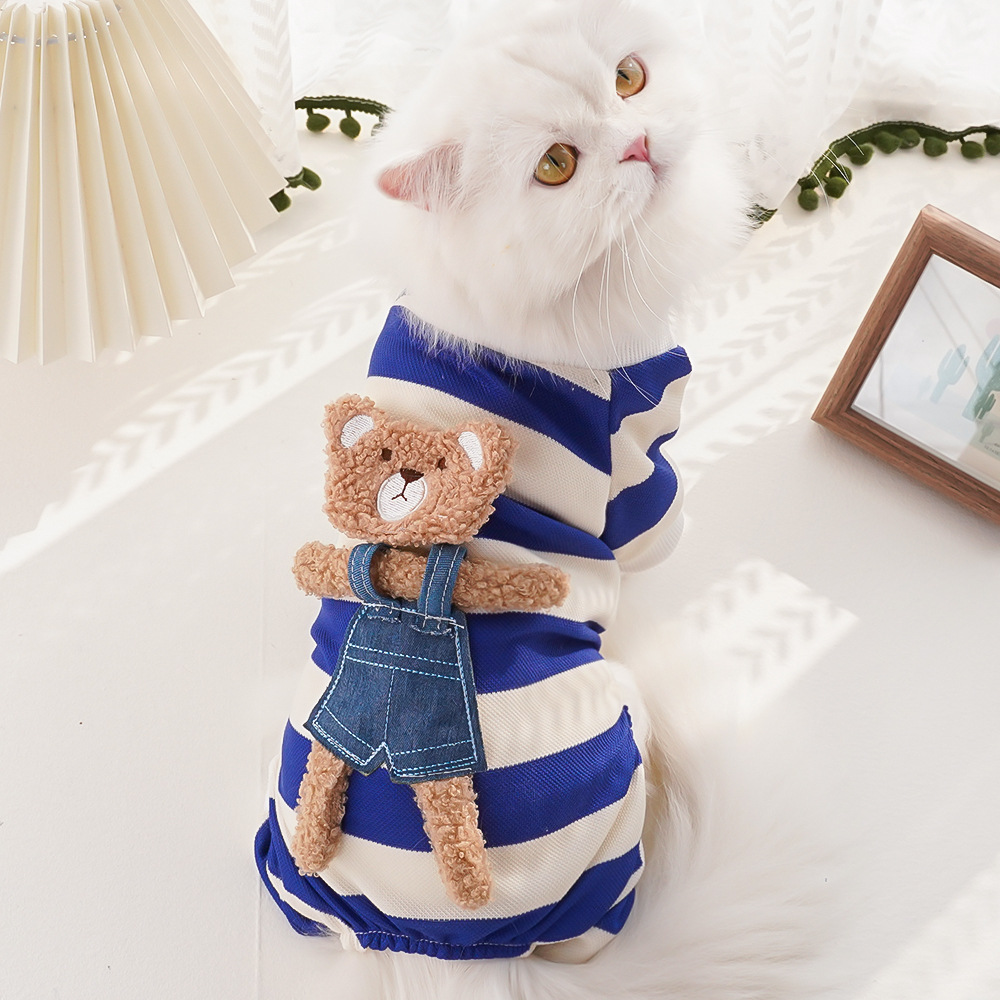 Pet Bear Outfit Striped Pattern Design
