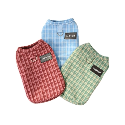 Pet Fashion Label Shirt Classic Grid Pattern 01