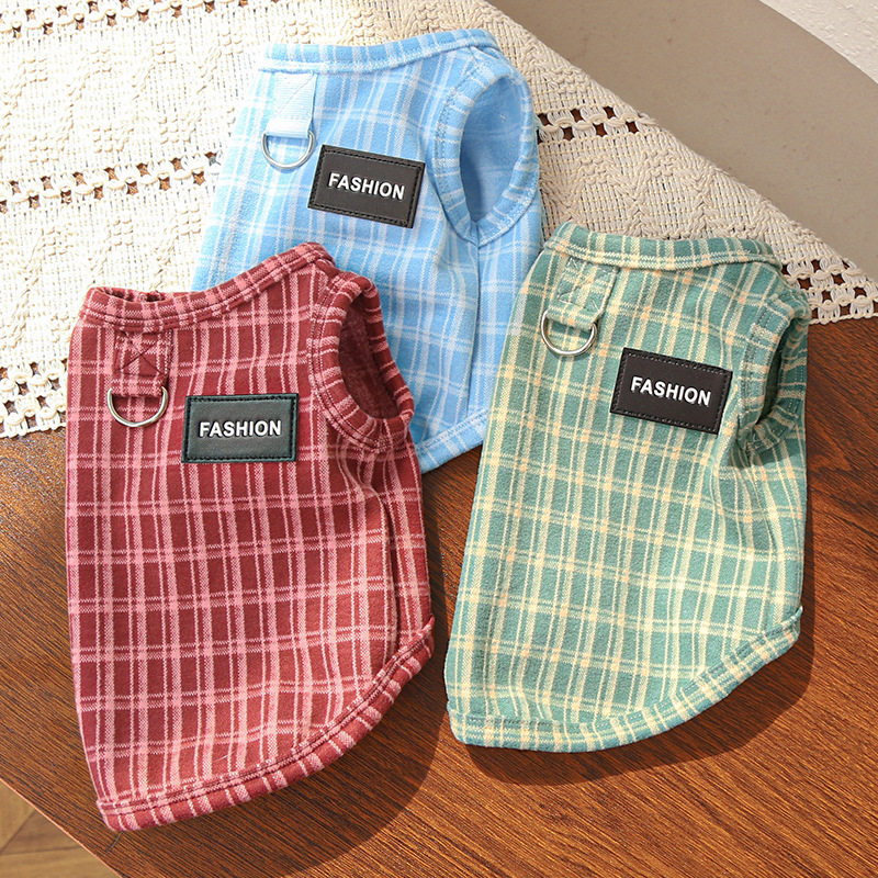 Pet Fashion Label Shirt Classic Grid Pattern