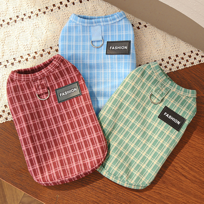 Pet Fashion Label Shirt Classic Grid Pattern