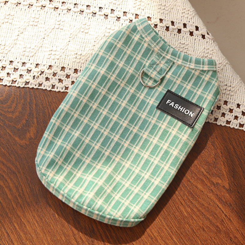 Pet Fashion Label Shirt Classic Grid Pattern