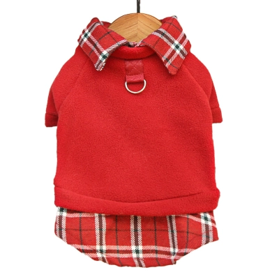 Pet Plaid Outfit Set School Style Design 01