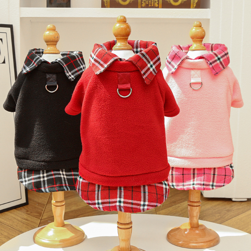 Pet Plaid Outfit Set School Style Design