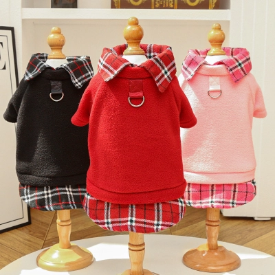 Pet Plaid Outfit Set School Style Design 02