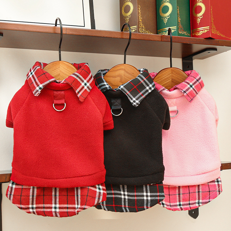 Pet Plaid Outfit Set School Style Design