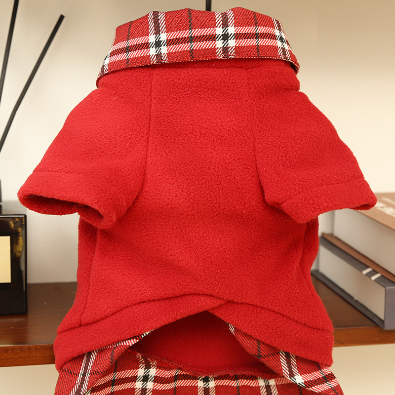 Pet Plaid Outfit Set School Style Design