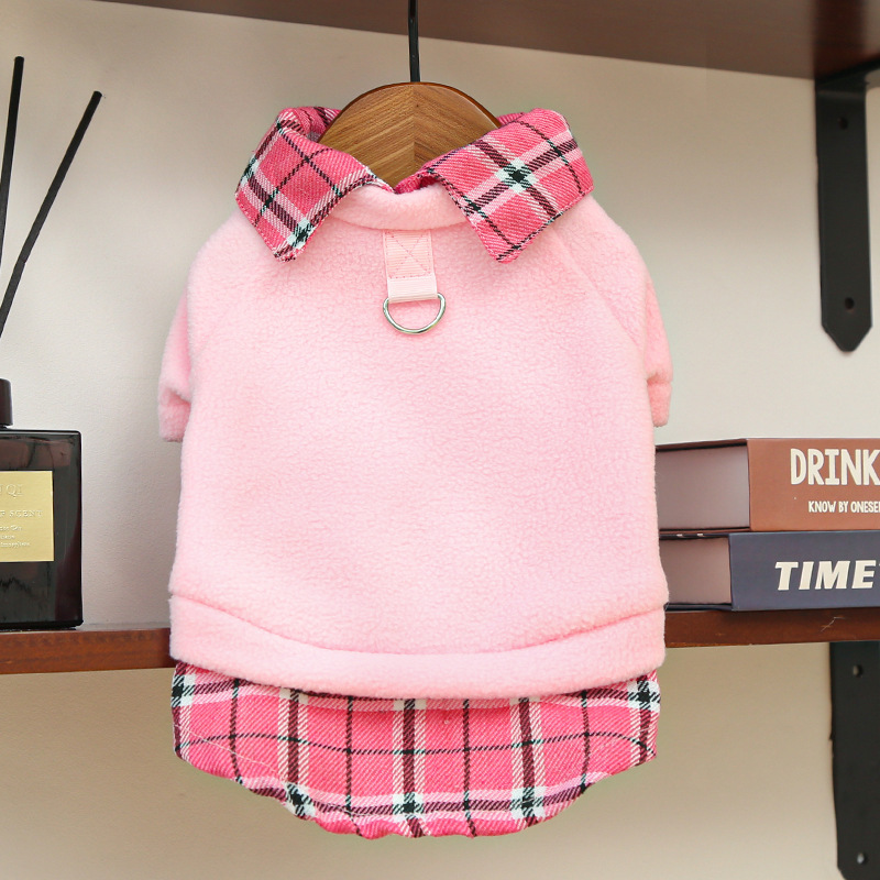 Pet Plaid Outfit Set School Style Design