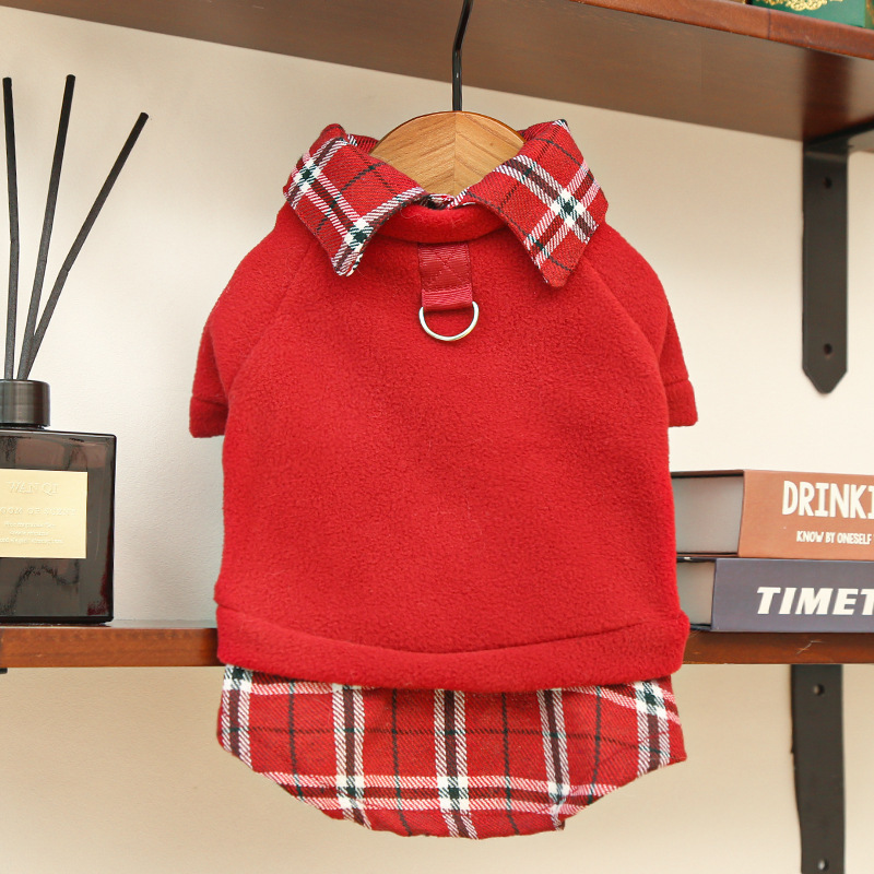 Pet Plaid Outfit Set School Style Design