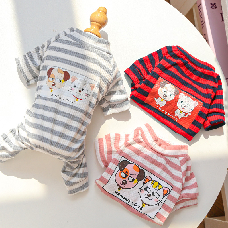 Pet Pajama Set Striped Pattern Design