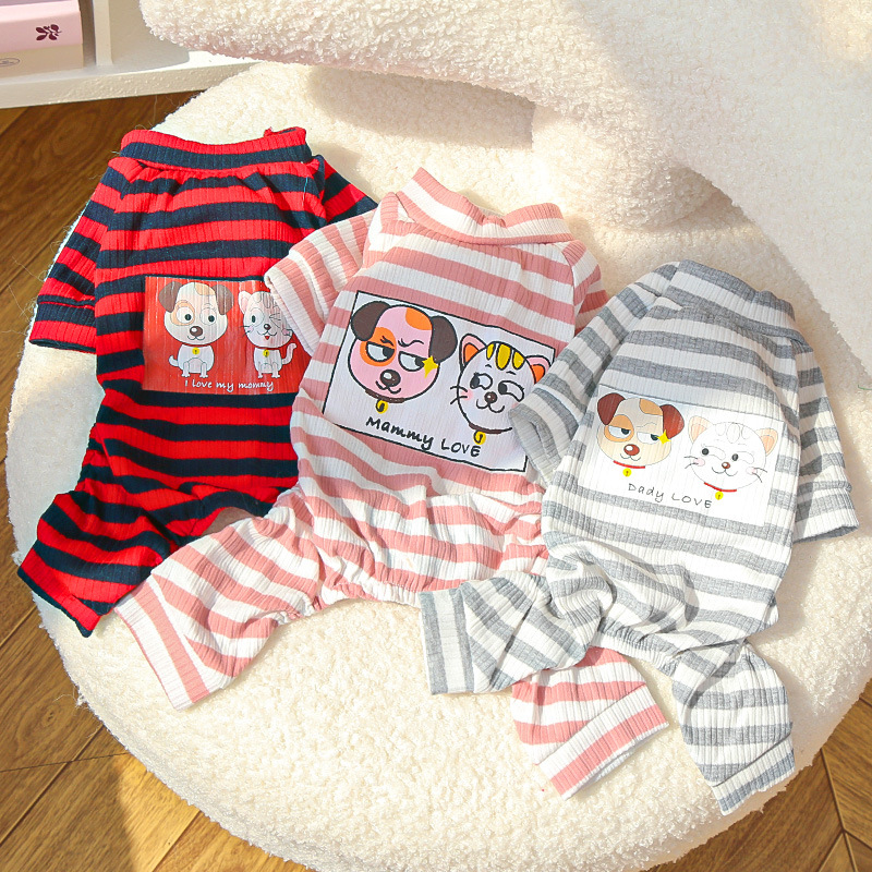 Pet Pajama Set Striped Pattern Design