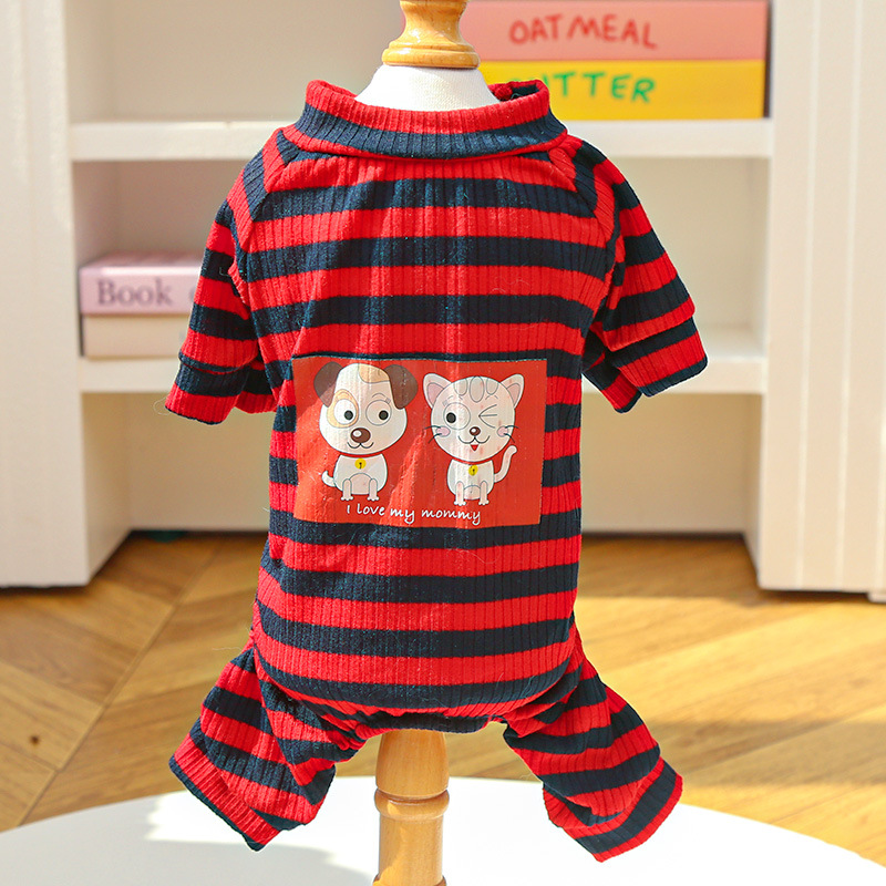 Pet Pajama Set Striped Pattern Design
