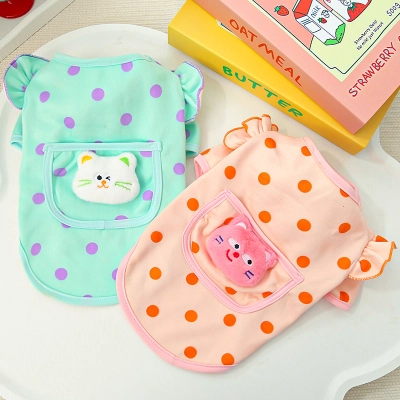 Pet Shirt Set Polka Dot Pattern Design 02