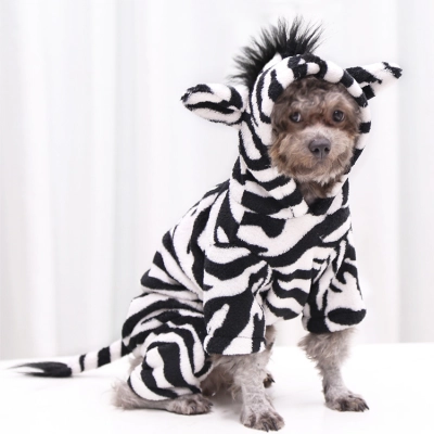 Pet Zebra Costume Flannel Fabric Design 02