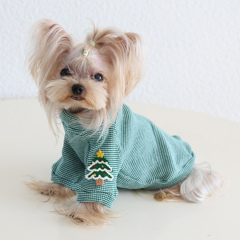 Pet Christmas Shirt Plaid Collar Wing Sleeve