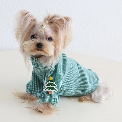 Pet Christmas Shirt Plaid Collar Wing Sleeve 02