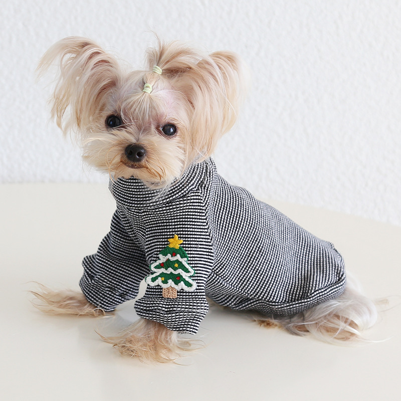 Pet Christmas Shirt Plaid Collar Wing Sleeve