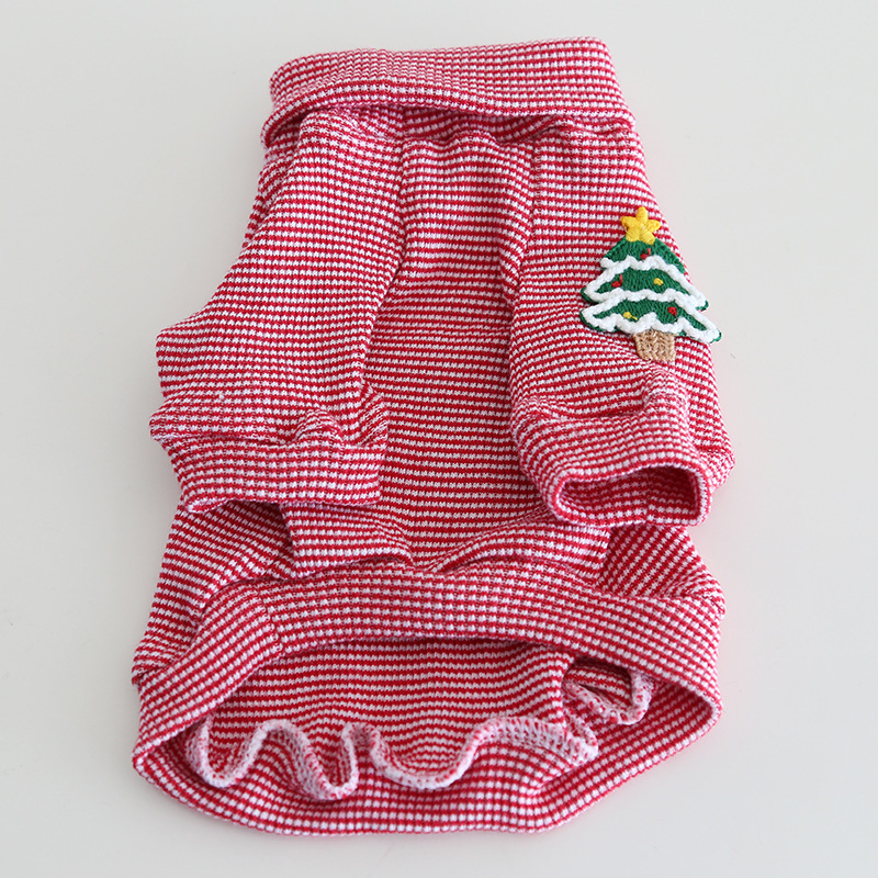 Pet Christmas Shirt Plaid Collar Wing Sleeve