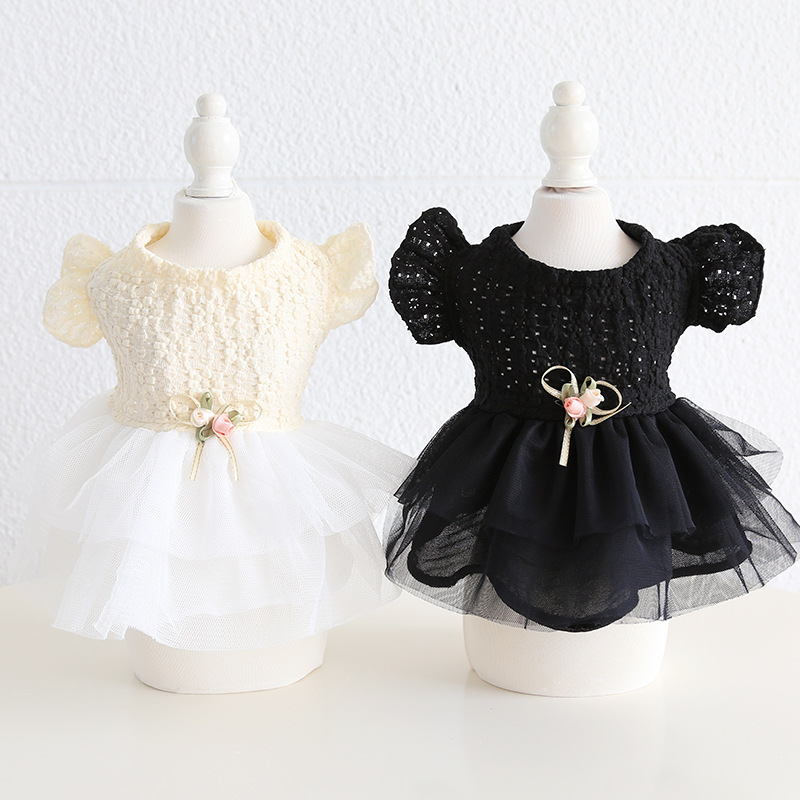 Pet Lace Dress Hollow Floral Pattern