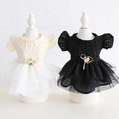 Pet Lace Dress Hollow Floral Pattern 01