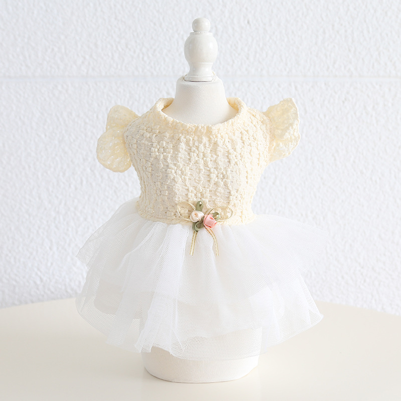 Pet Lace Dress Hollow Floral Pattern