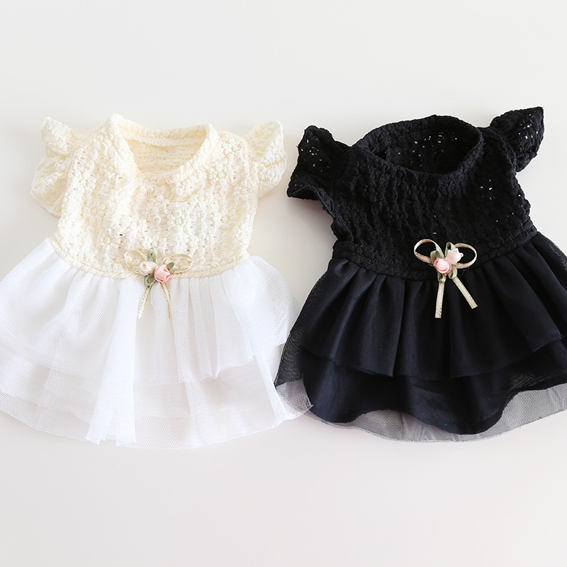 Pet Lace Dress Hollow Floral Pattern