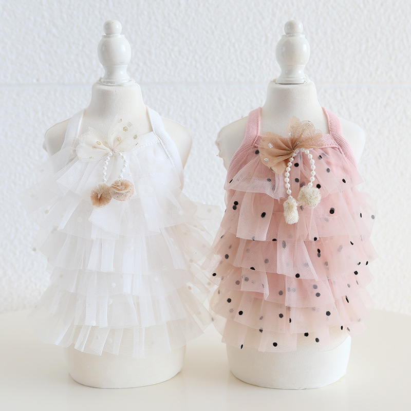 Pet Wedding Dress Velvet Dot Skirt