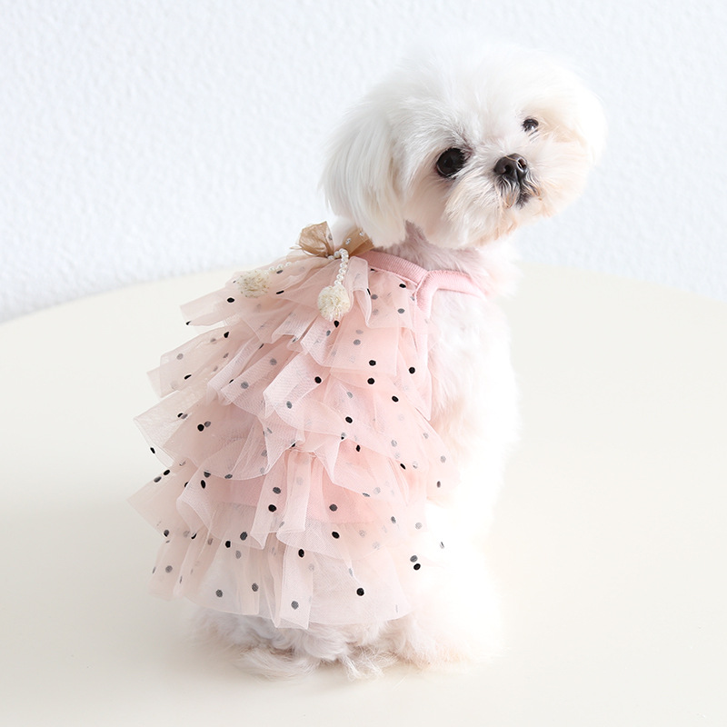 Pet Wedding Dress Velvet Dot Skirt