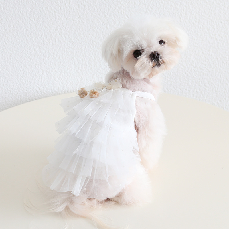 Pet Wedding Dress Velvet Dot Skirt