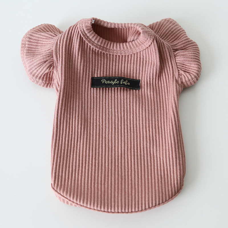 Pet Ribbed Knit Top Wing Sleeve