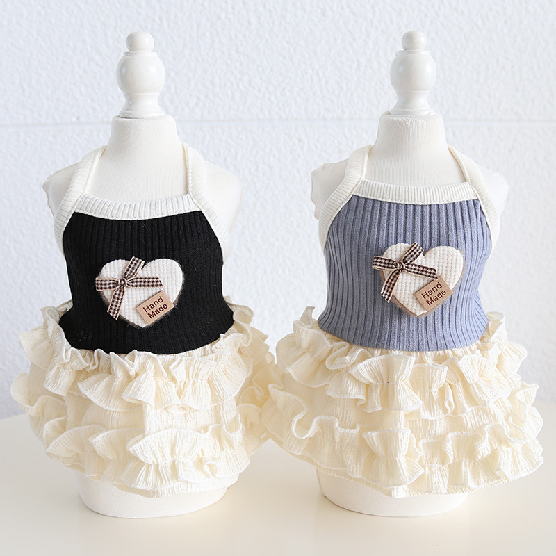 Pet Knit Dress Layered Ruffle Skirt